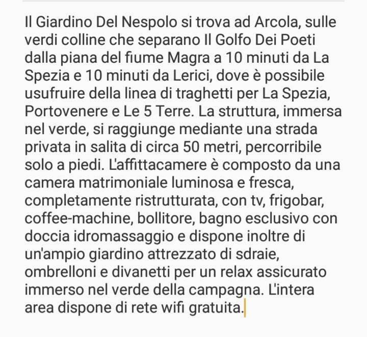 Hotel Il Giardino Del Nespolo Arcola Exterior foto